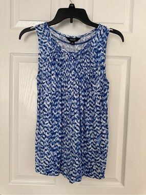 Simply Vera Vera Wang Blue and White Patterned Sleeveless Tank